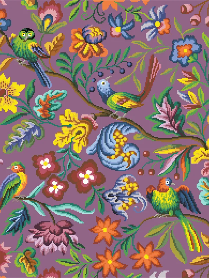Antique Cross Stitch Pattern Bird on a Branch Counted Digital Download PDF