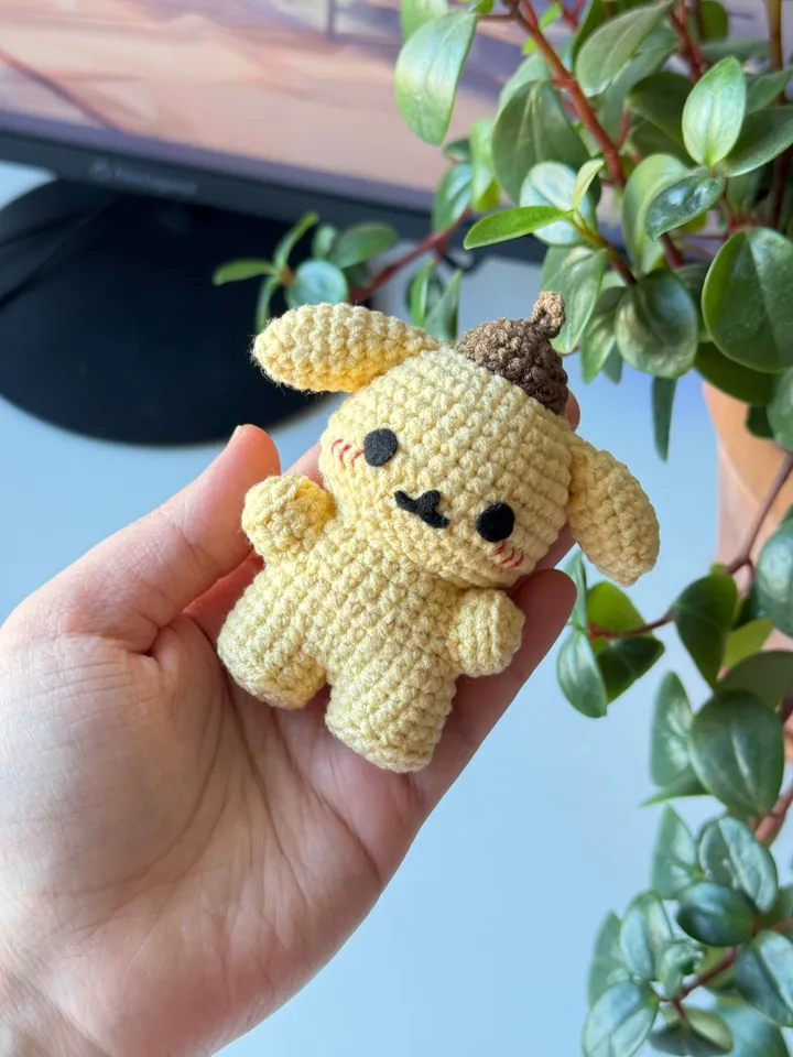 PATTERN pompompurin crochet pattern, sanrio amigurumi crochet patterns, PDF US terms, crochet keychain