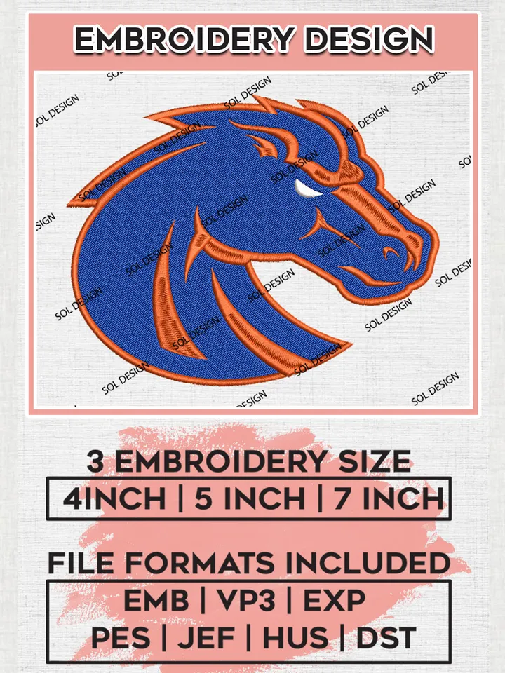 Boise State Broncos Logo Machine Embroidery Design, NCAA Boise State Broncos Embroidery Design Design files, NCAA Embroidery Designs, NCAA Machine Embroidery Designs, Digital Download