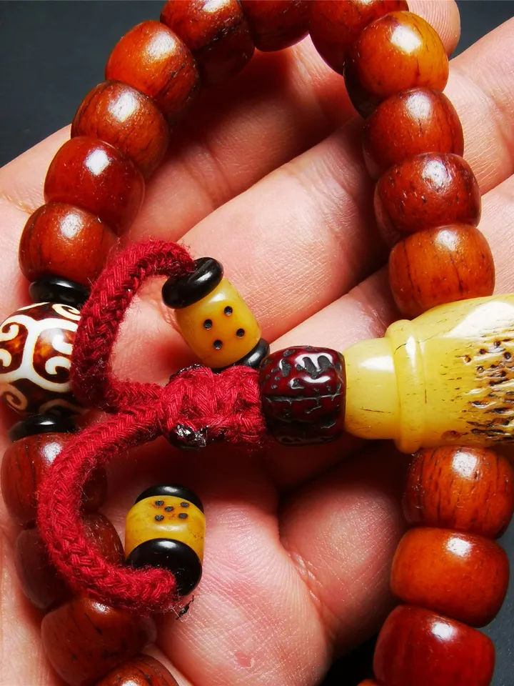 Gandhanra Handmade Tibetan Yak Bone Wrist Mala Bracelet,23 Prayer Beads Bracelet for Men