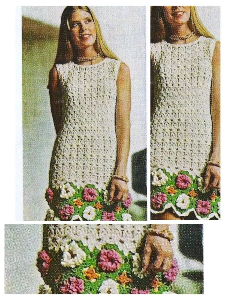 Crochet dress, vintage dress, women dress, summer dress, flower dress , crochet pattern pdf