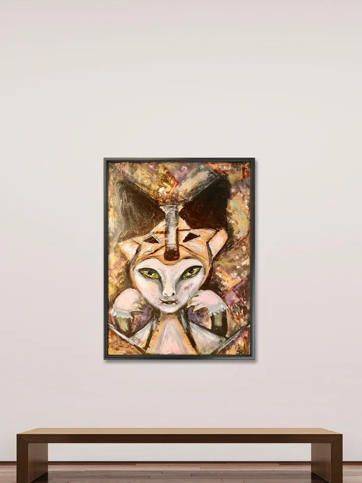 Woman fennec fox,original mix media painting on canvas,one of a kind,fantasy woman painting,one of a kind home decoration