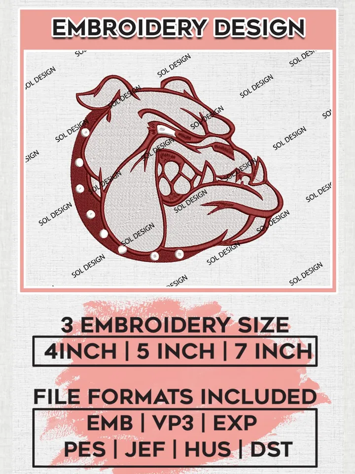 NCAA Alabama A&M Bulldogs Head Mascot Logo Machine Embroidery Design, NCAA Alabama A&M Bulldogs Team Design Design files, NCAA Team Embroidery Designs, NCAA Machine Embroidery Designs, Digital Download