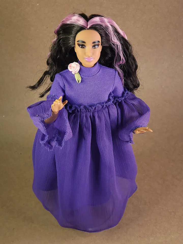 Handmade purple maxi dress for 1/6 scale fashion female dolls