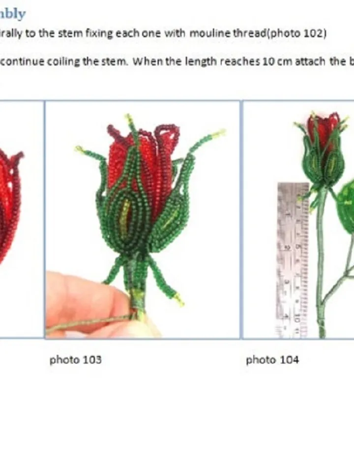 French Beaded Flowers pattern | Beaded Rose | Seed bead patterns | Beading tutorial | Digital Download - PDF