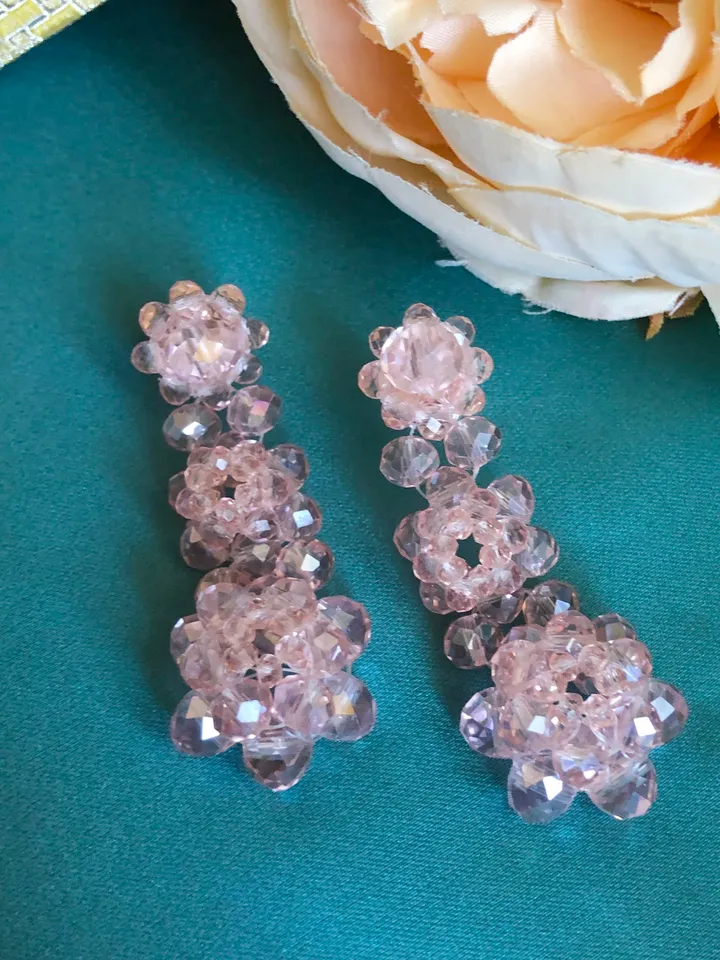 Floral Crystal Drop Earrings