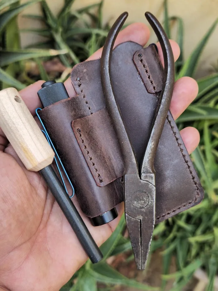 Flashlight and Knife Leather EDC Organizer, Olight, Victorinox Sheath, Leather Pocket Knife cover, tactical pen, swiss, PDF Fast&Easy