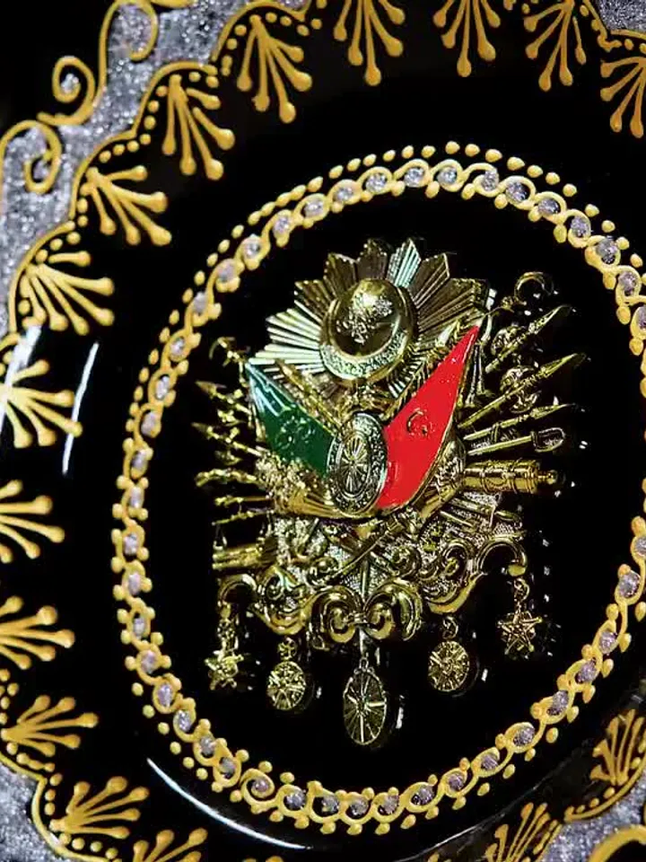 Hand-Painted Ottoman Tughra Decorative Plate 30 cm Ceramic Wall