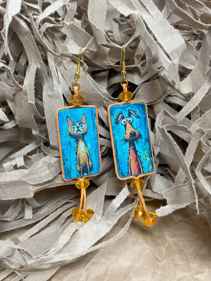 Handmade earrings. Designer jewelry. Bright, Funny, amusing earrings.