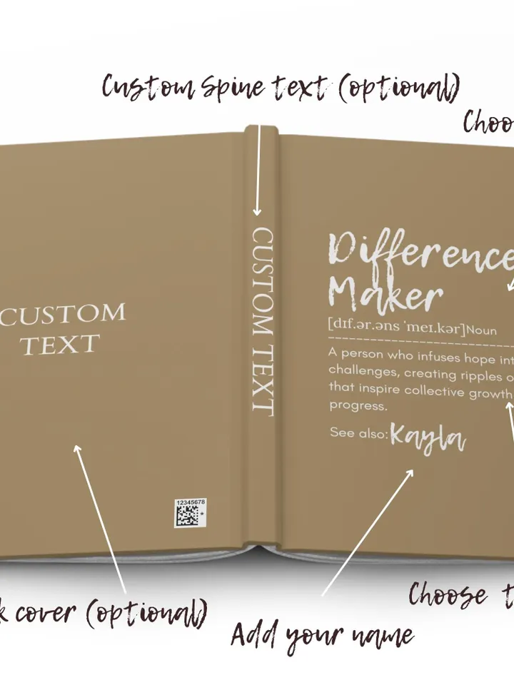 Personalized Difference Maker Journal with your name;  Difference Maker Definition Gift; Custom Coworker Gift Employee gift Mentor Leader
