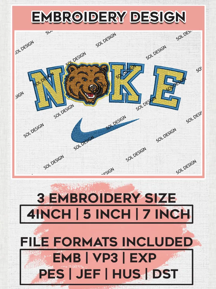 Nike UCLA Bruins Machine Embroidery Design, NCAA UCLA Bruins Embroidery Design Design files, NCAA Embroidery Designs, NCAA Machine Embroidery Designs, Digital Download