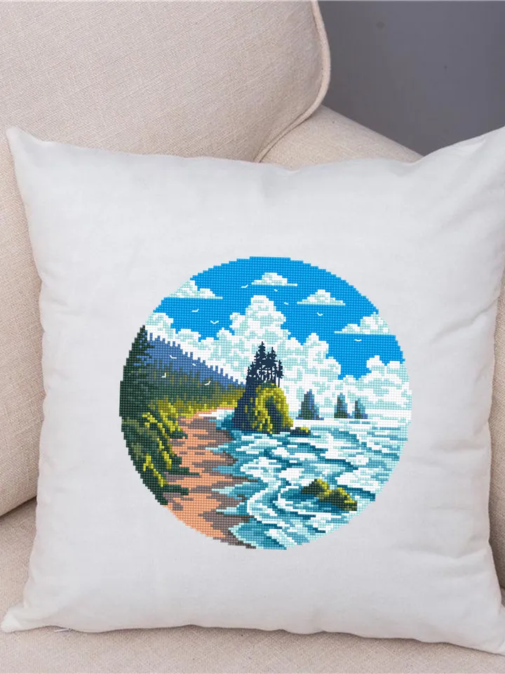 Olympic national park cross stitch pattern PDF download Nature cross stitch chart, Ocean coast, Ocean waves, Nature landscape pattern #L72