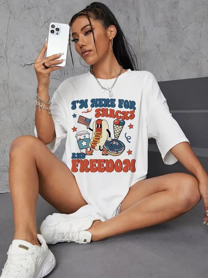 I’m Here For The Snacks and Freedom July 4th PNG sublimation Design Download, groovy retro america png, Independence Day png, Fourth of July
