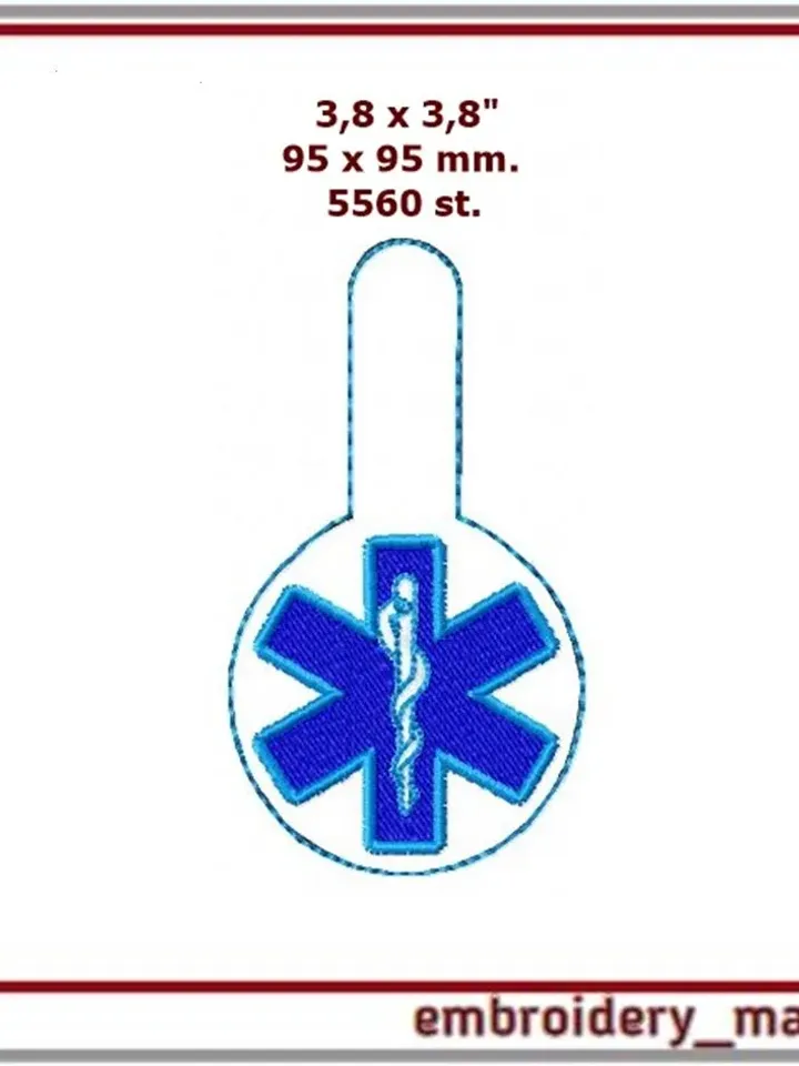 Keychain in the hoop embroidery design with medical symbols