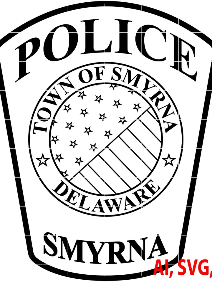 State of Delaware Town of Smyrna Police Badge, Logo, Seal, Custom, Ai, Vector, SVG, DXF, PNG, Digital