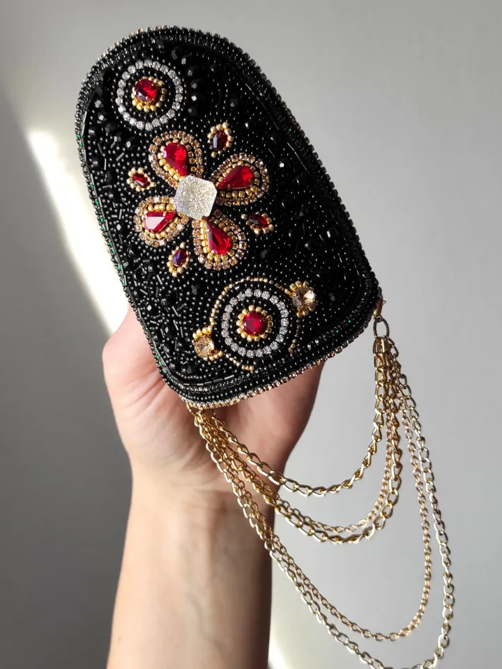 Jewelry set, epaulette , beaded brooch, brooch pin, black brooch, mothers day gift, gift for friend, handmade gifts