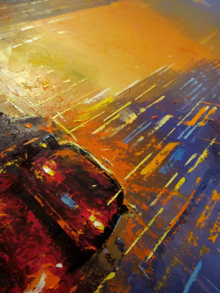 Cyberpunk Painting "NIGHT HORIZON" Original Oil Painiting on Canvas Modern City Painting Art by "Walperion Paintings"