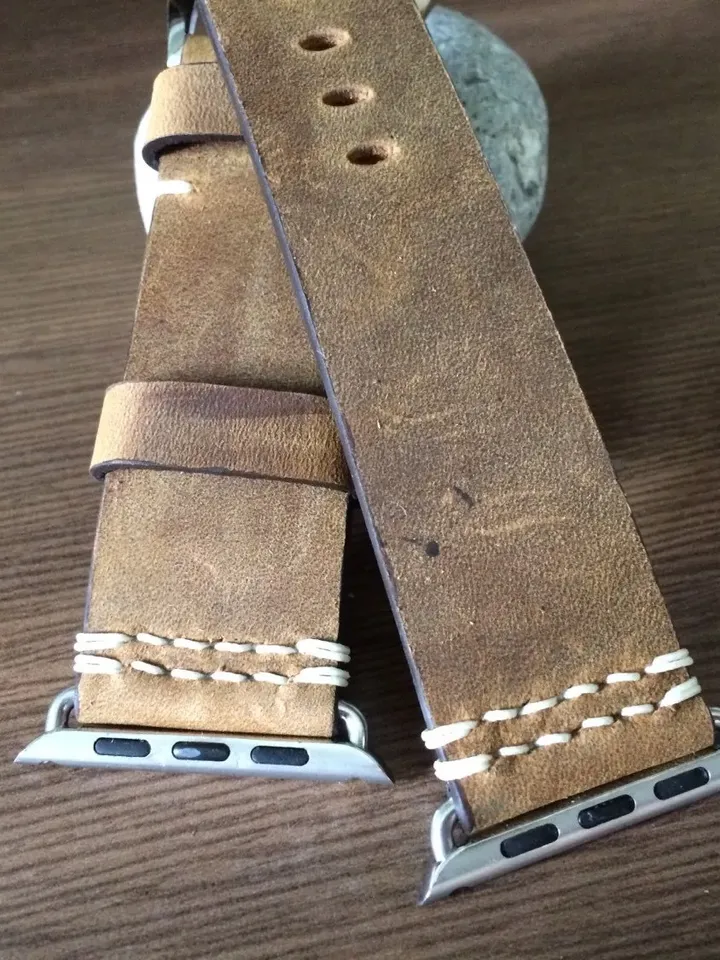 Apple Watch Series 6 Space Gray Watch Band, Brown Vintage Leather Watch Straps for Apple Watch 40mm 44mm, Personalise Valentines Gift Ideas
