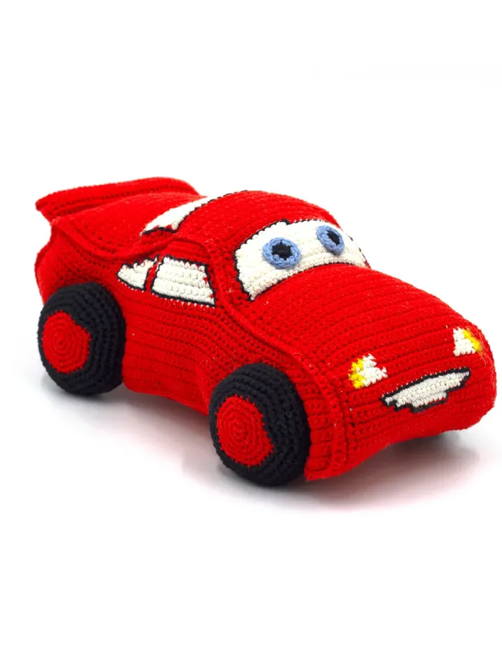 Red car plushie, car pillow, boy stuffed toy nursery room kids pillow, baby shower gift for boy, first toy, ecofrendly