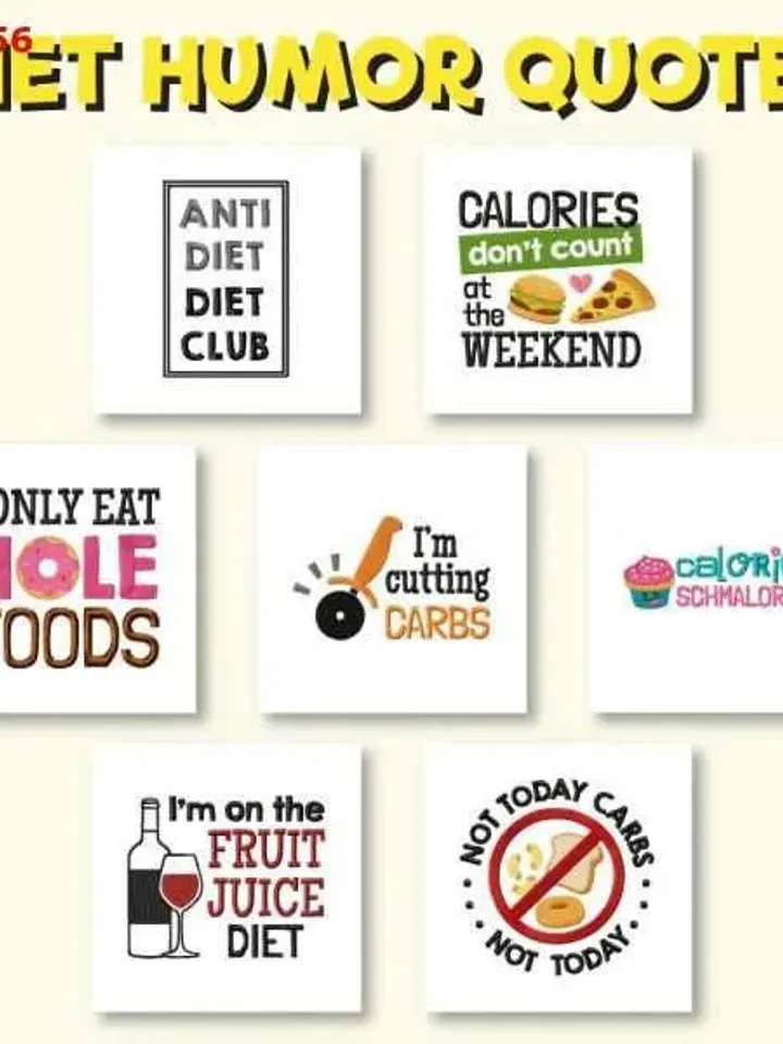 7 Diet Humor Quotes Embroidery Design Pack7 sizes,Chop it, Match Instant Download,Digital Machine,Holiday Applique Design,Gnomes Embroidery,