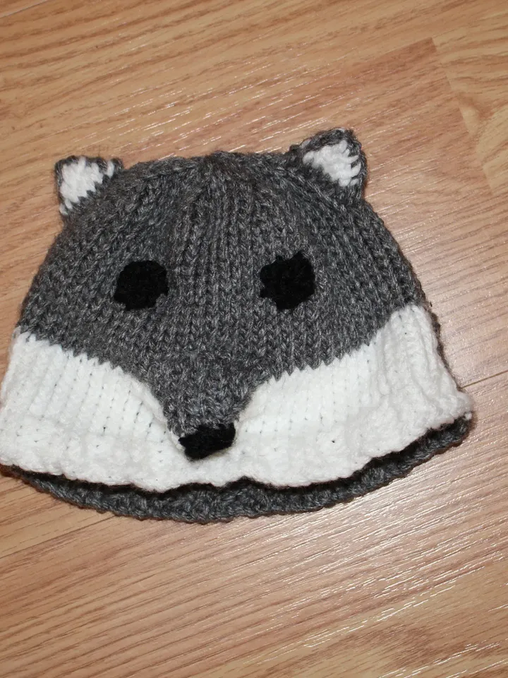 Gray Wolf Beanie Hat, Halloween Costume Accessories, Newborn Crib Hat, Baby Shower Gift Idea for New Parents, Kids Sized Winter Hats, 3D Ear
