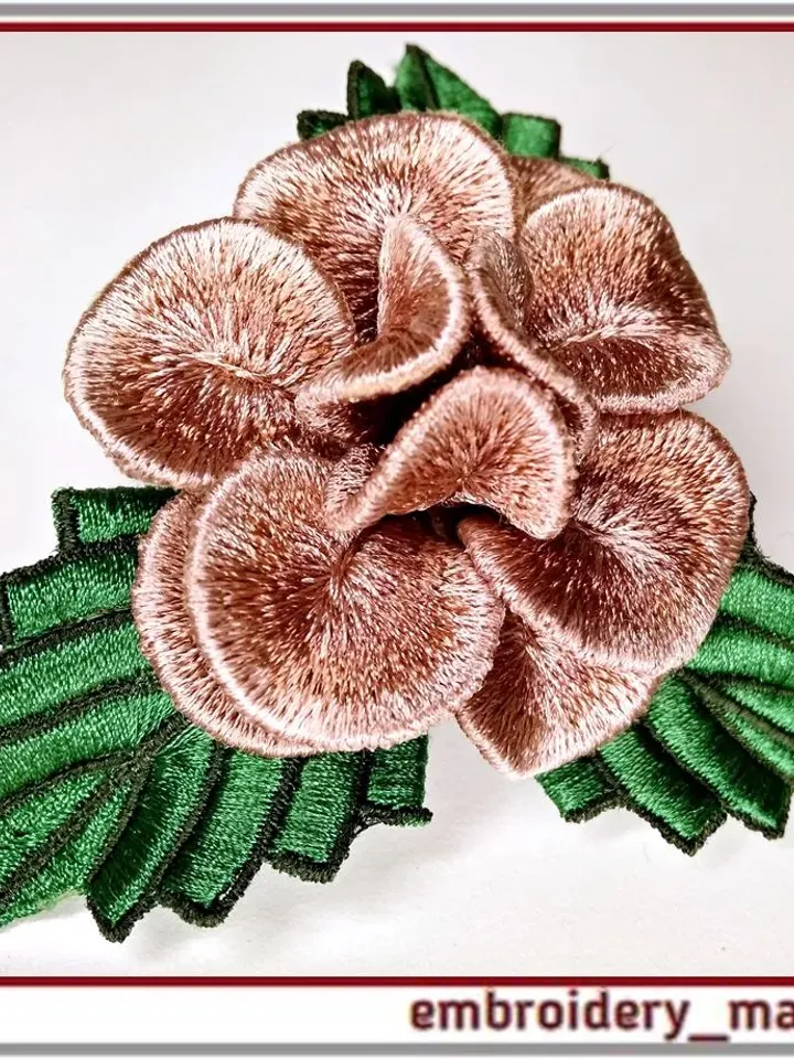 In the hoop Embroidery design 3D flower brooch "Peony"