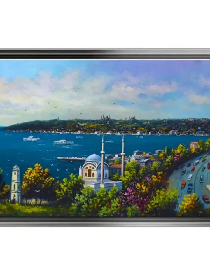 İstanbul Landscape Print on Canvas , Floating Frame Option, Modern Wall Art, Extra Large Canvas Wall Art