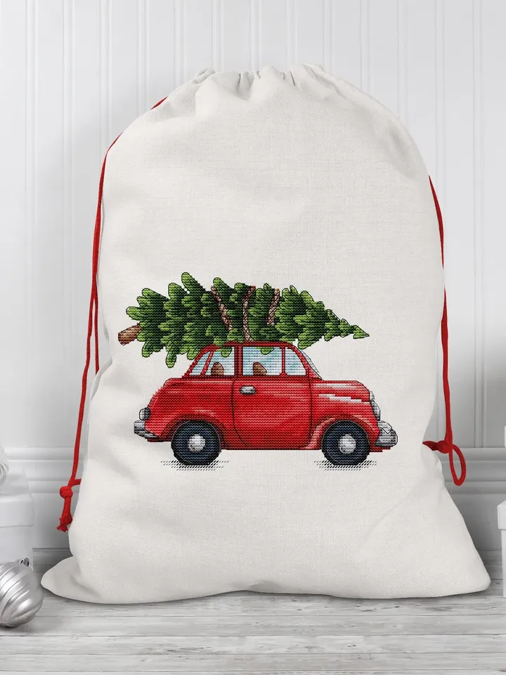 Christmas Car Cross Stitch Pattern PDF, Christmas Decoration Cross Stitch, Winter Counted Cross Stitch, PDF cross stitch pattern