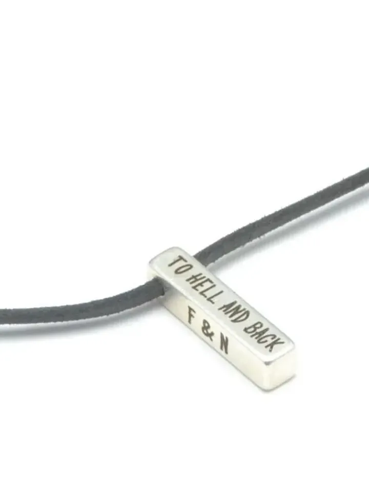Mens 3D BAR NECKLACE Personalized, 4 Sides Engraving Vertical Bar Necklace, Customized Jewelry Gifts for Dad Grandpa Best Man Leather Choker