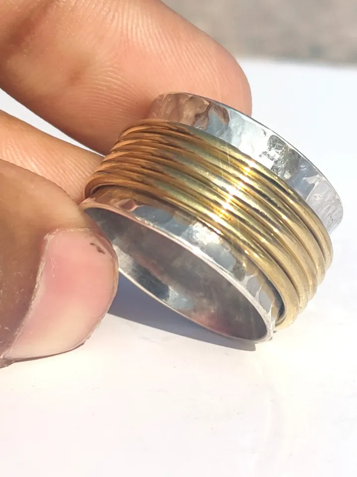Spinner Ring, Band Ring, Handmade Ring, Hammered Ring, Wide Band Ring, Silver Band, Anniversary Gift, Gift For Her, Fidget Ring, Chunky Ring
