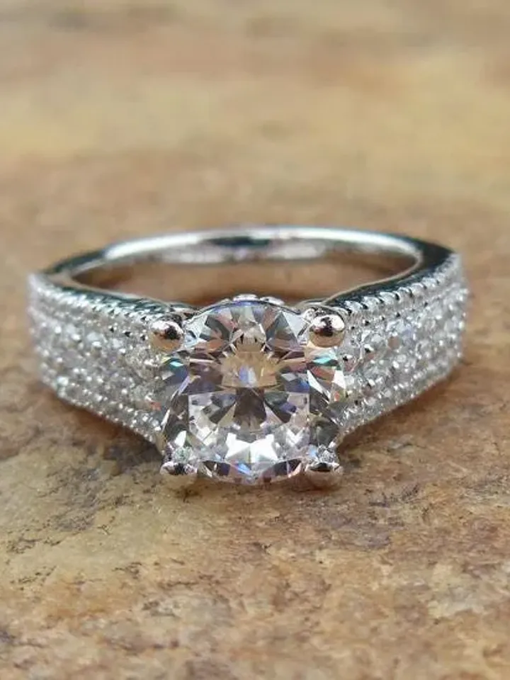 Item155-Solid 14k White Gold Round 7MM Semi Mount Ring / Diamond Ring / Engagement Ring