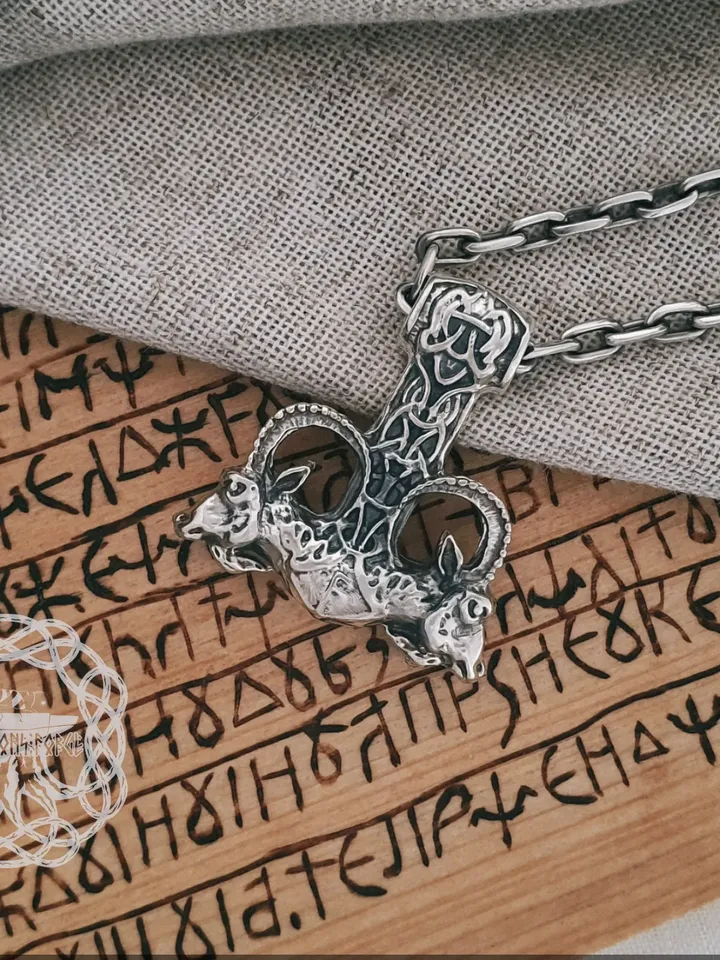 Goats Thor Hammer, Mjolnir Pendant, Thor Hammer Pendant,  Mjolnir Necklace, Sterling Silver Viking Pendant, Viking Jewelry