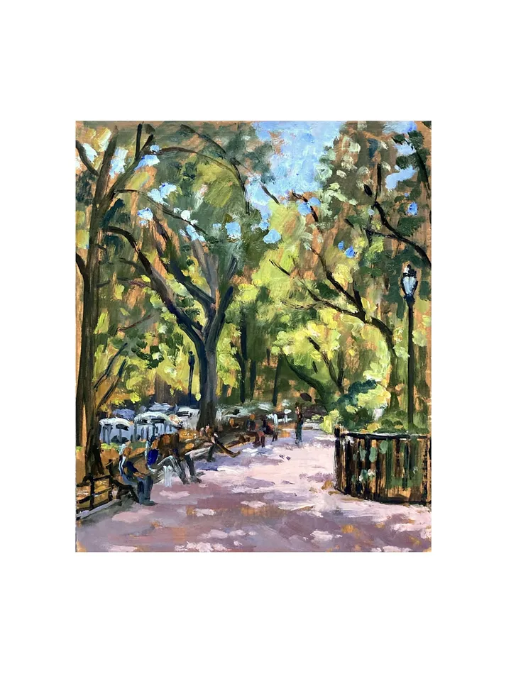 Small Original New York Cityscape Painting - From Tompkins Square/East Village/NYC - 8x10 Oil on Panel, Plein Air Impressionist Fine Art