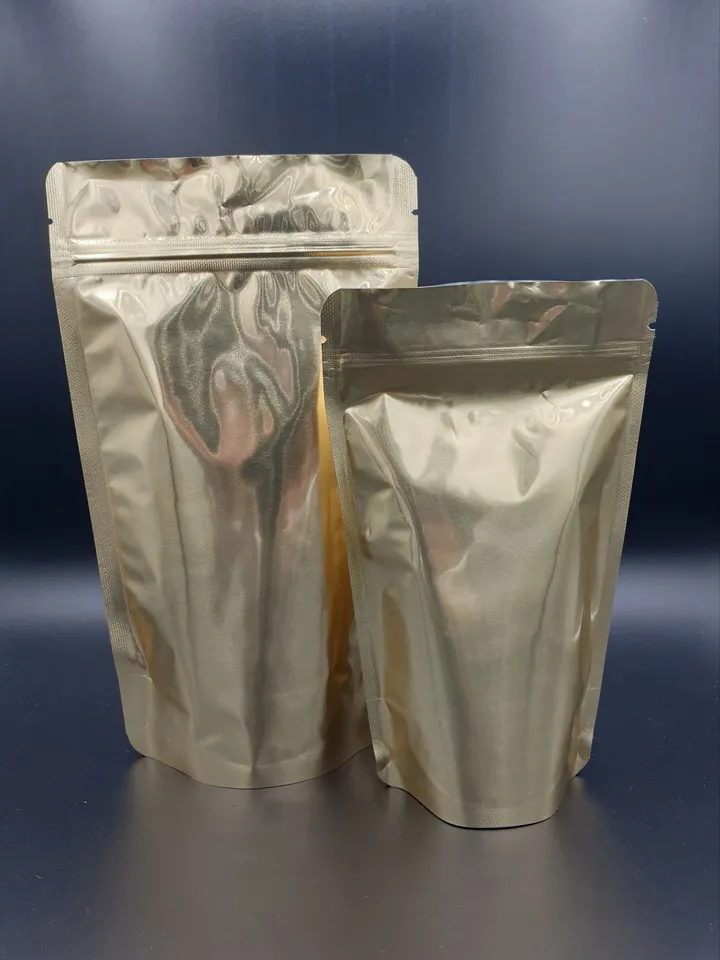 GOLD SHINNY Stand up POUCHES Resealable Locked Zipper Bag For Coffee Beans, Candy Foil Bag ,Heat Sealable Smell Proof Bags Food Storage Bags