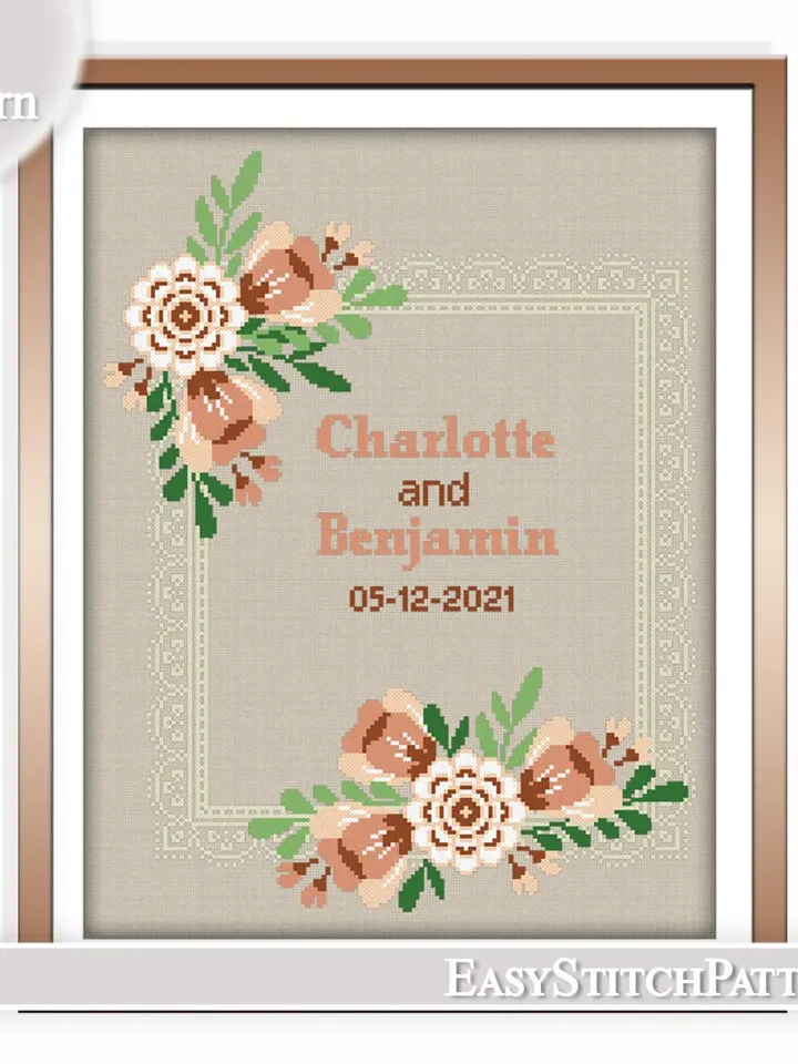 DIY. Wedding cross stitch pattern. Anniversary Cross stitch pattern.