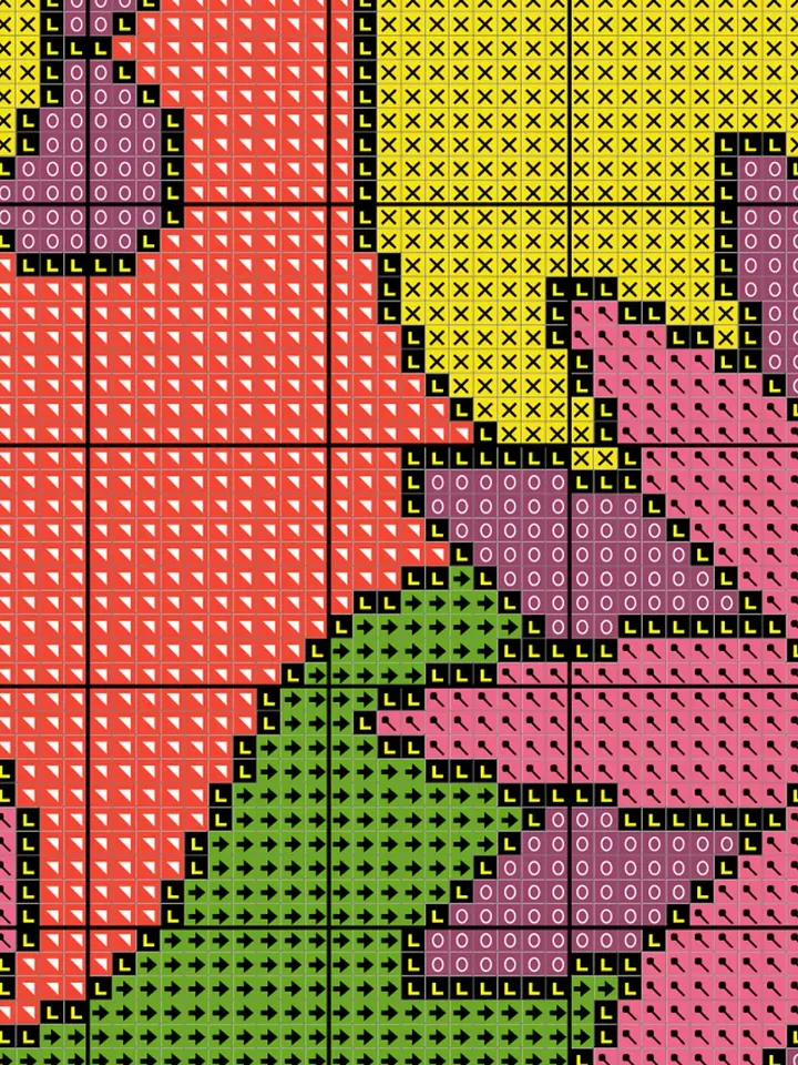 Abstract cross stitch pattern. Hippie style cross stitch pattern. Geometric cross stitch.