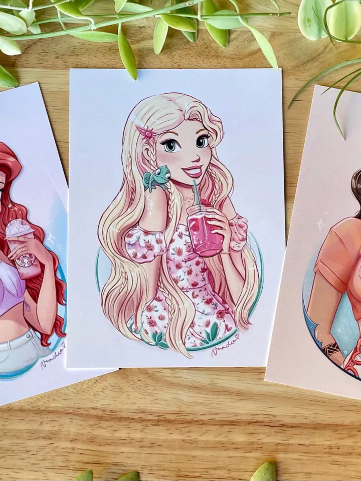 3 Big 8x10” Modern Princess Matte Art Print | Disney Wall Art | Home Decor Print | Family Home Print | Small Gift | Disney Gift