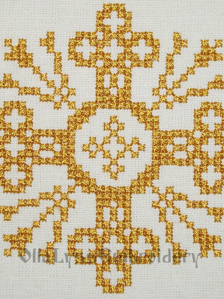Orthodox cross with floral border machine embroidery design