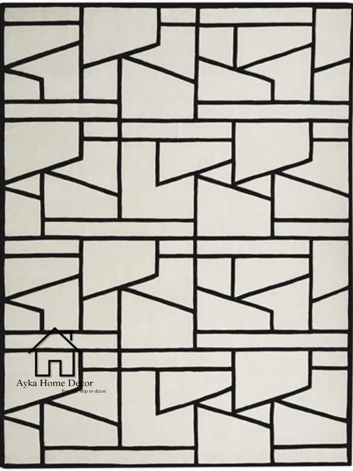 Bone Black & white rug Hand Tufted Wool Rug Area Rug Modern Area Rug Handmade Area Rug Hand Tuft Rugs Morden Rugs Living Room Bed Room Rug