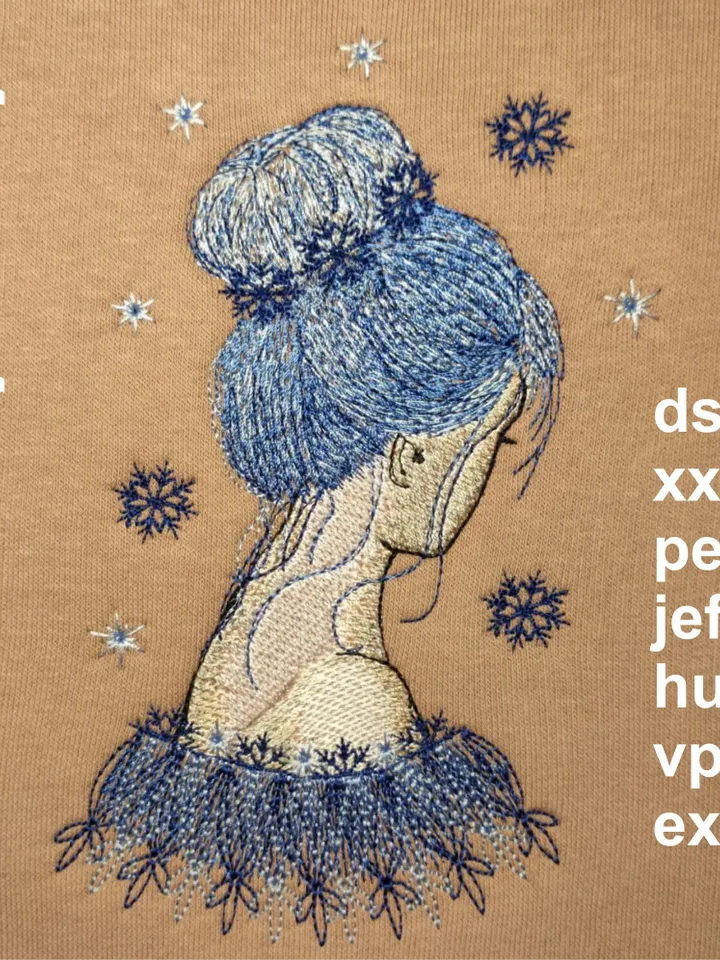 Snow girl-machine embroidery-designs-set-4-size
