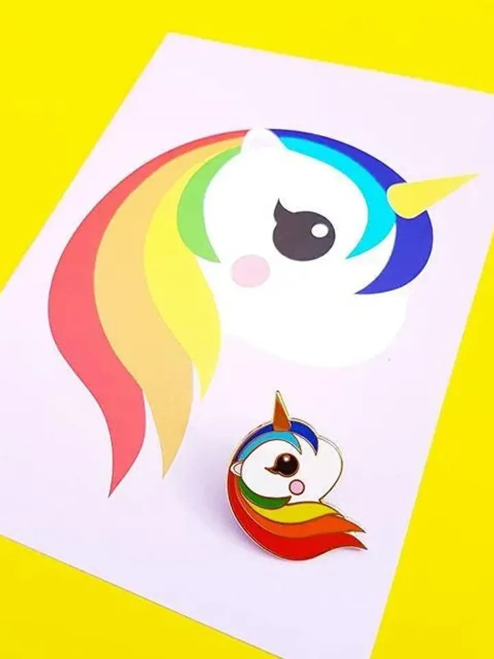 Unicorn lapel pin rainbow enamel pin badge is a cute kawaii rainbow gift for her or him and every unicorn kawaii lover.