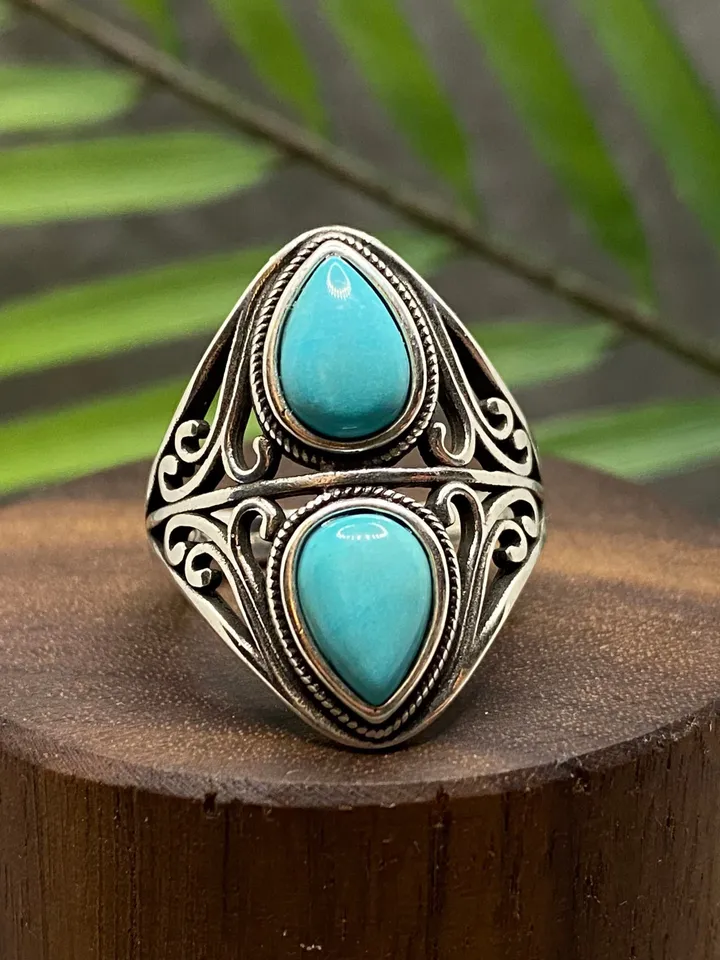 Turquoise Ring, 925 Turquoise Silver Ring, Turquoise Statement Ring, Turquoise Boho Ring, Big Turquoise Ring, Silver Turquoise Ring, Boho