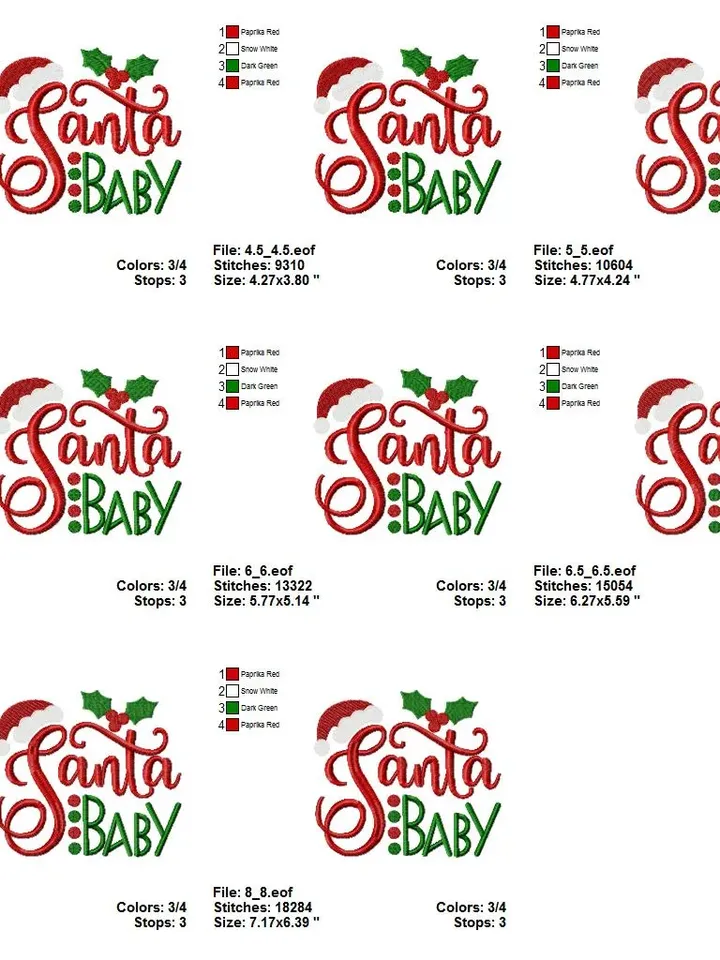 Christmas Santa Baby 1st Christmas Baby Santa Design applique for Machine Embroidery