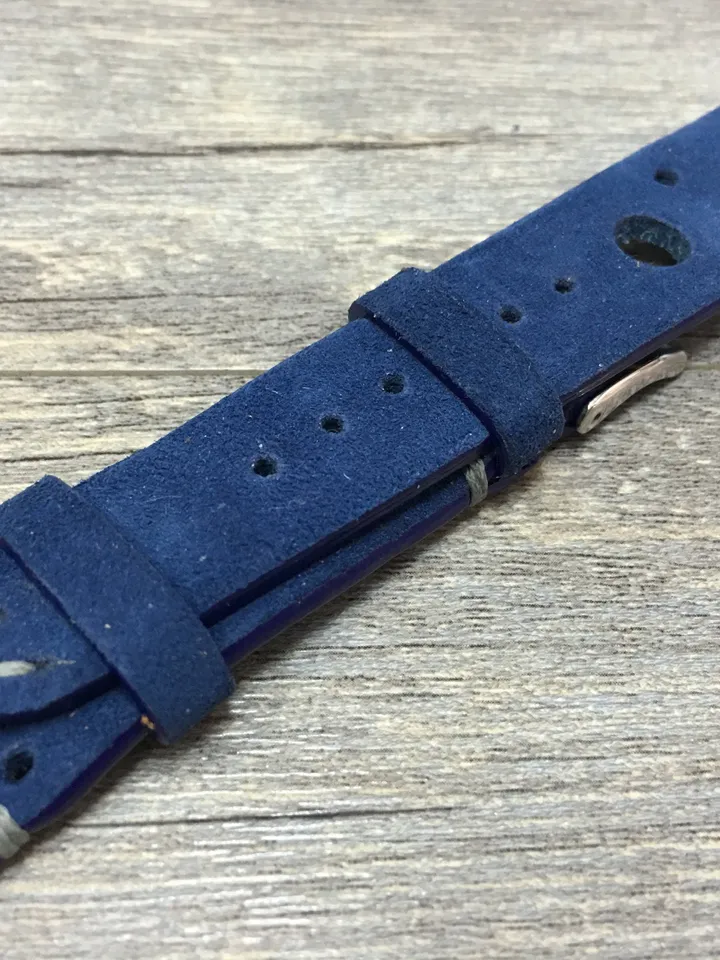 Rally Watch strap, Leather watch band,Suede Blue watch band, Racing watch band, 22mm strap, 22mm watch band, 20mm watch strap, FREE SHIPPING