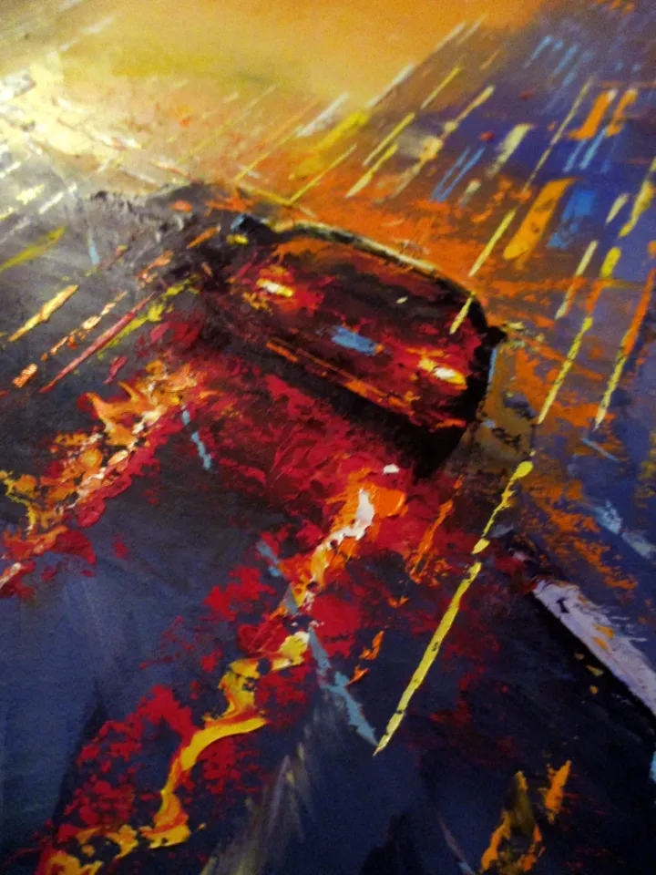 Cyberpunk Painting "NIGHT HORIZON" Original Oil Painiting on Canvas Modern City Painting Art by "Walperion Paintings"