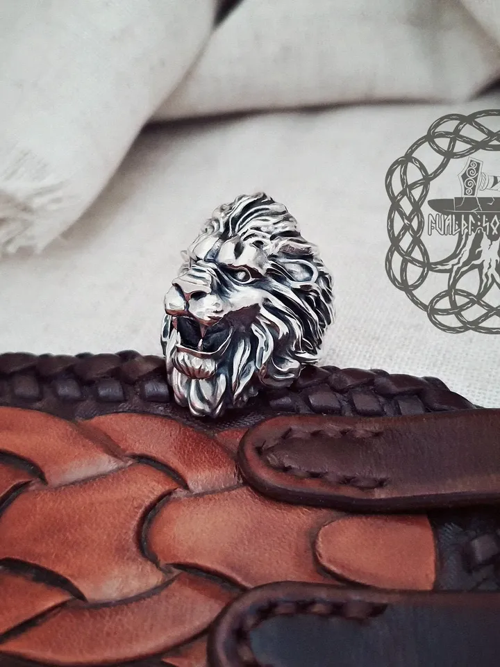 Lion Ring, Sterling Silver Lion Ring, Lion Head Ring, Animal Jewelry, Animal Ring, Biker Ring