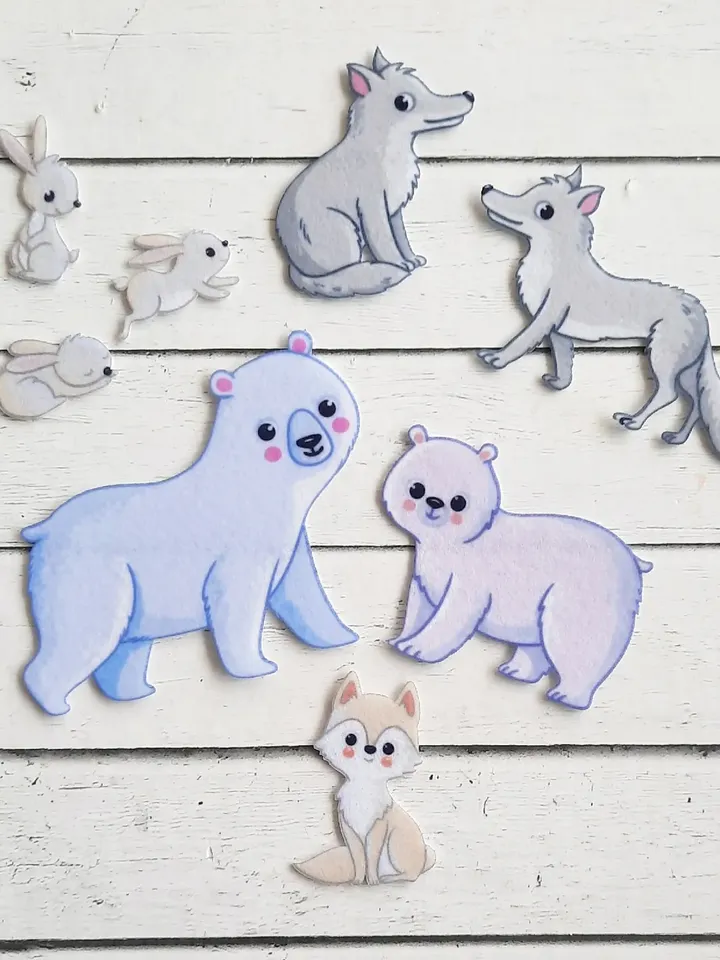 Educational tablet, Arctic animals set, Felt story, Tactile book, Figget sensory toy