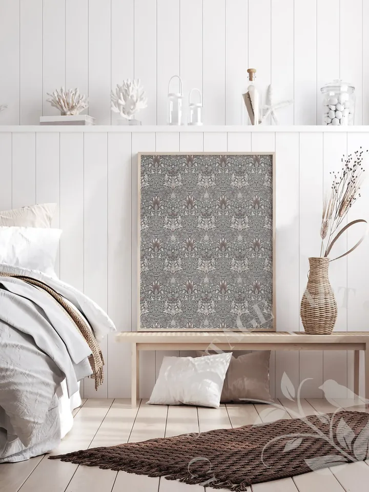 William Morris Textile Wall Art Vintage Print, Muted Floral Ornament, PRINTABLE Home Decor | 83