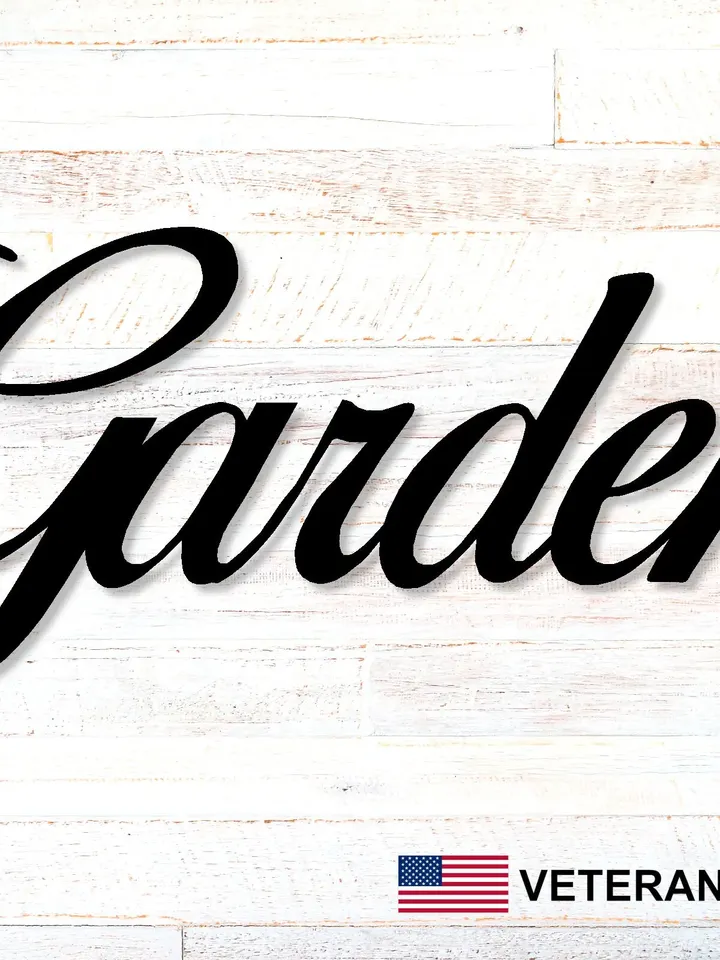 Garden Word Sign, Fancy Garden Decor, Garden Cursive Letter, Steel Garden Decor Sign, Outdoor Garden Sign, Garden Fence Decor