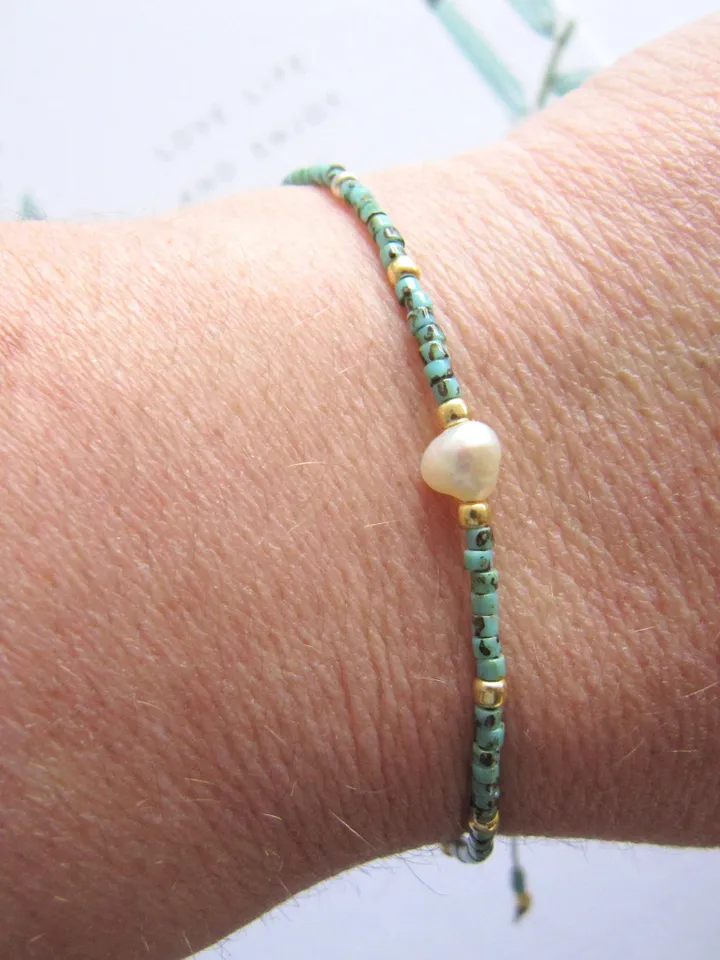 Miyuki bracelet and gift Card/Dainty & Beaded Tiny beads/Miyuki bracelet, friendship bracelet with freshwater pearl, Miyuki bracelets